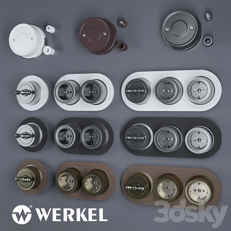 Glass frames, metal sockets and switches Werkel Retro 