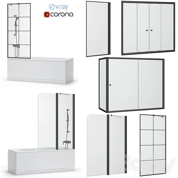 Bath screens and bathtubs Radaway and Ravak set 134 