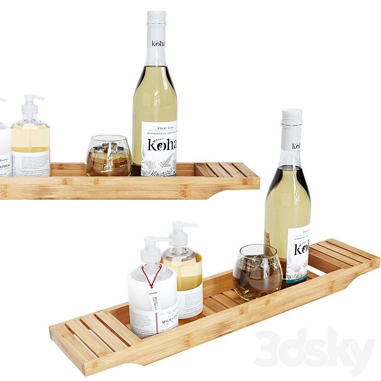 Mind Reader 27in Brown Bamboo Bathtub Caddy Organizer set 