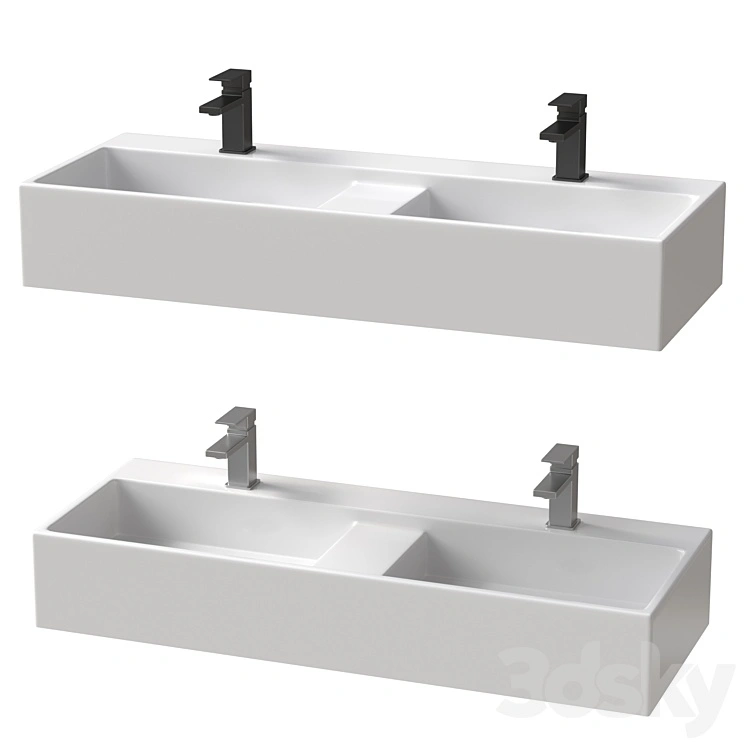 Arezzo Double Bowl Wall Mounted Basin 