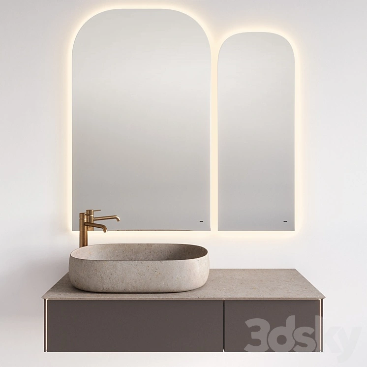 Sink with MAGICA cabinet, VETRATA mirror and ETERNA mixer, Kerama Marazzi 