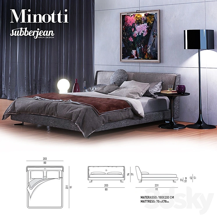 Minotti Spencer Bed / Raymond / Neto Coffee Table 