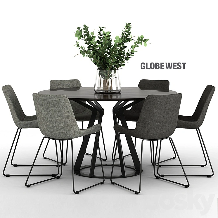 Giuliano Cappelletti Mitos Table and Cleo Sleigh Dining Chair 