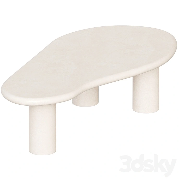 Beige Organic-Shaped Coffee Table 