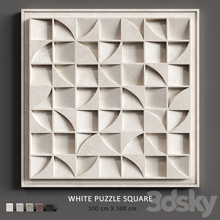 Relief White Puzzle Square 