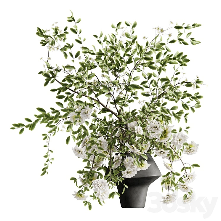 bouquet of twigs inserted into a clay pot 02 
