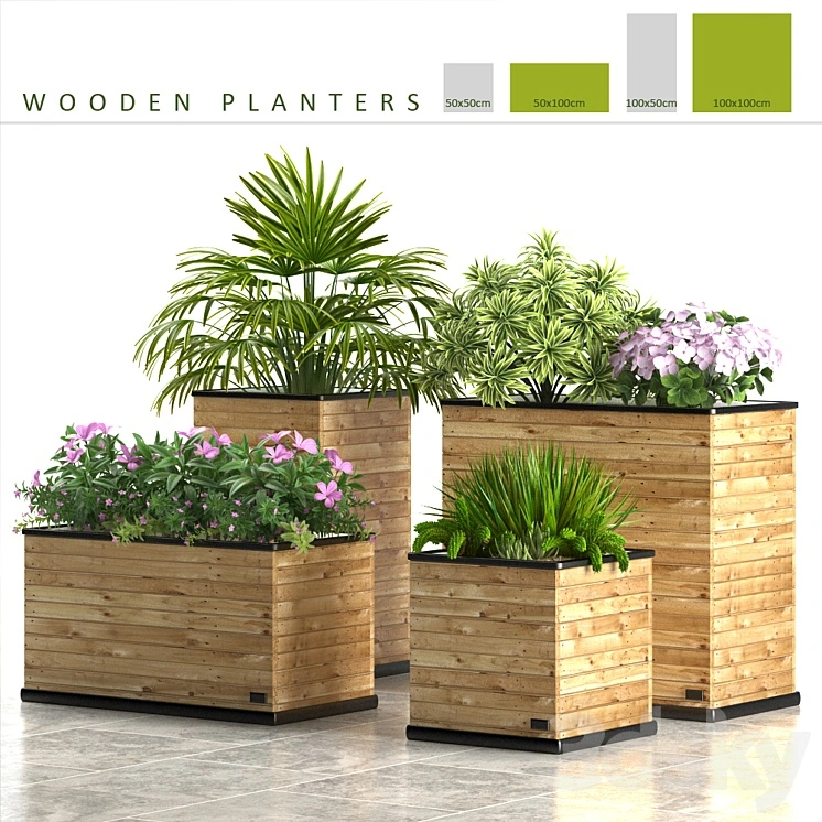 PLANTS 58_WOODEN PLANTERS 