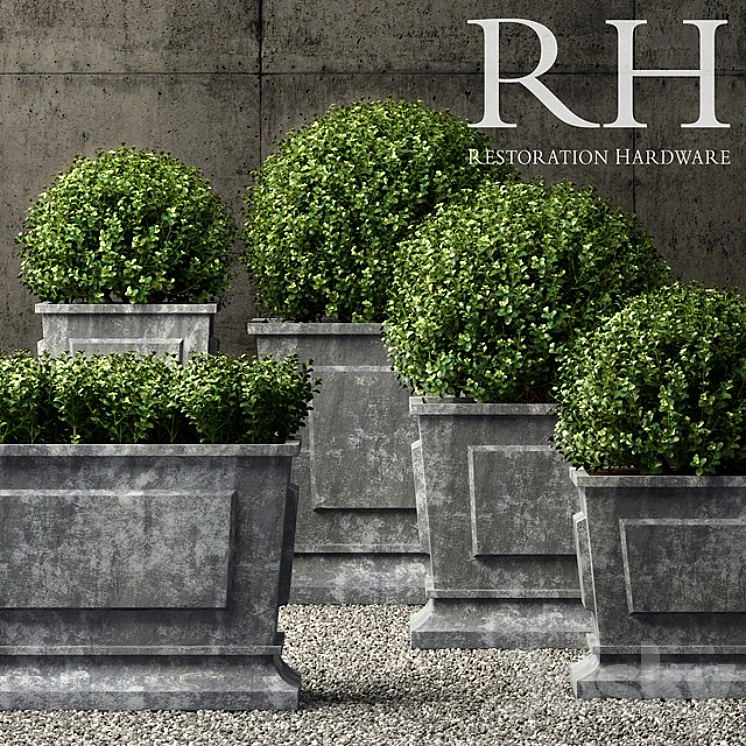 Restoration Hardware estate zinc paneled planters 