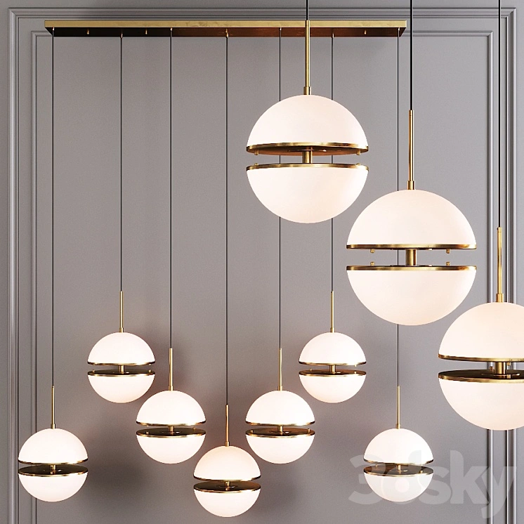 Restoration Hardware HEMISPHERE 7-LIGHT LINEAR CHANDELIER Brass 