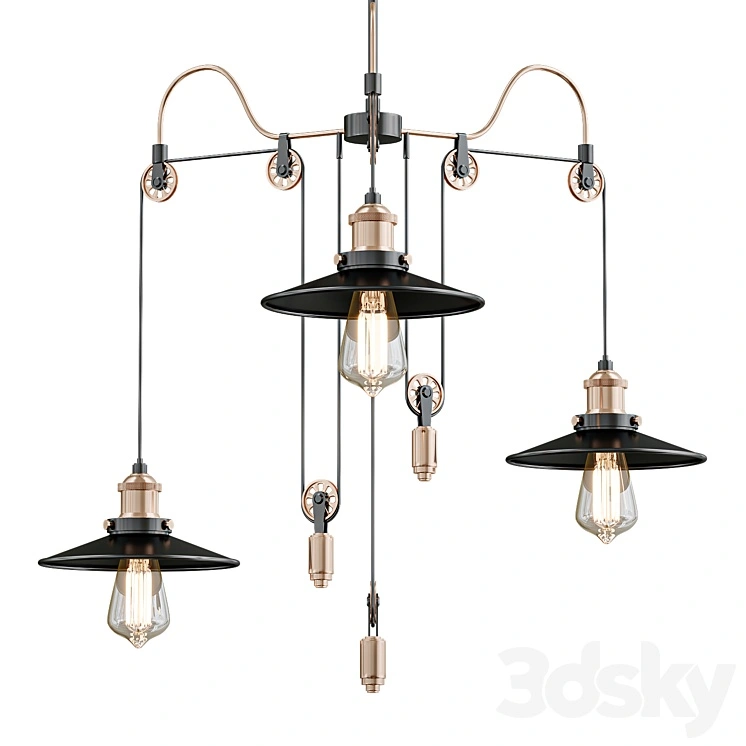 Black 3 Heads Pendant Light 