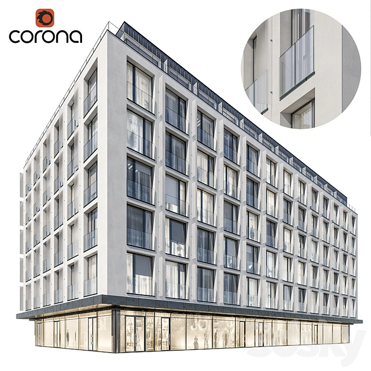Modern residential building 05 | night 