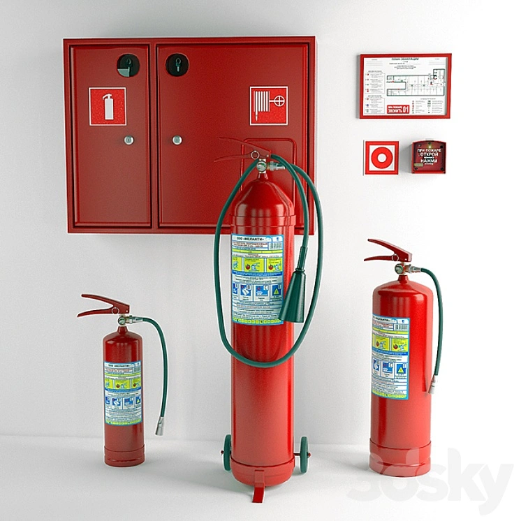 Fire extinguishers and fire cabinet 