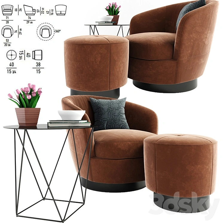 Minotti Jacques Armchair With Table 
