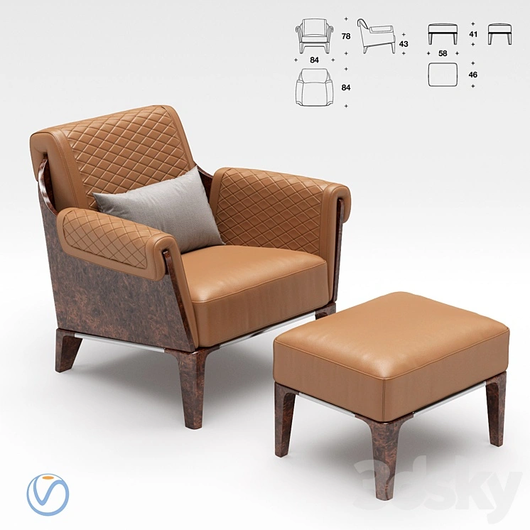 Bentley Home Sherwood ottoman with Armchair 