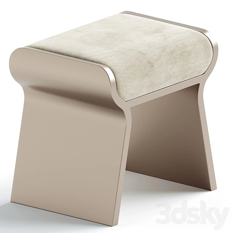 Dandy Stool Upholstered in Cream Fur & Bronze-Patina Brass Details by Kifu Paris 