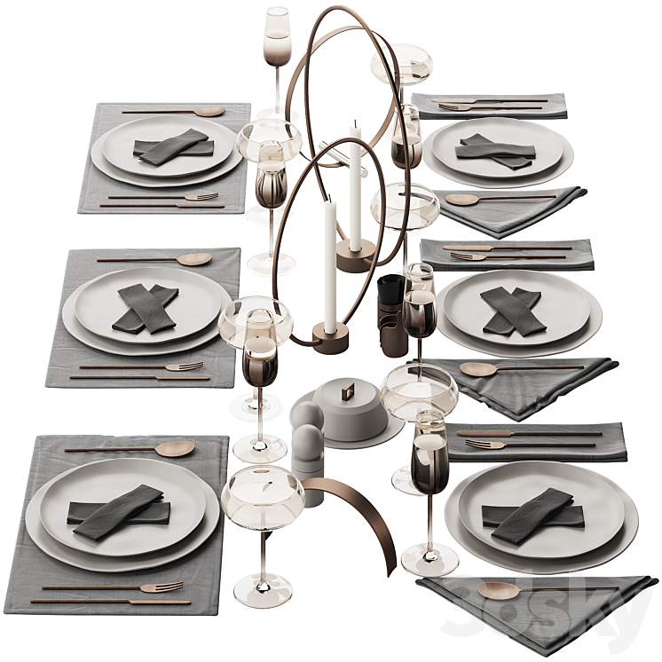 064 TABLEWARE DECOR SET 02 BIEGE AND BRONZE 00 