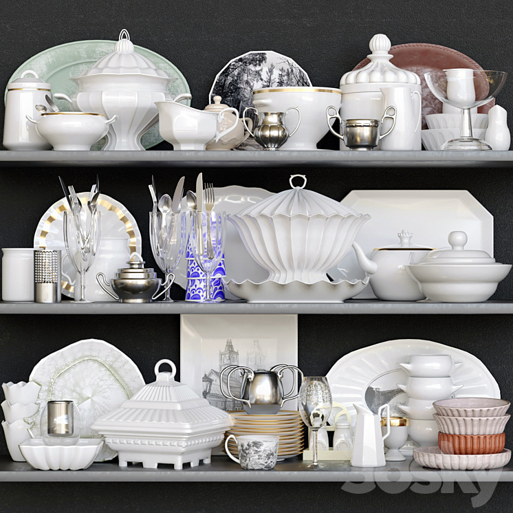 A SET OF DISHES IN A CLASSIC STYLE 8 PORCELAIN SERVICE 