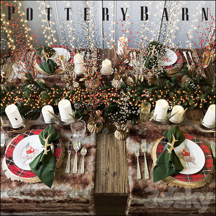 CHRISTMAS TABLE SETTING POTTERY BARN 