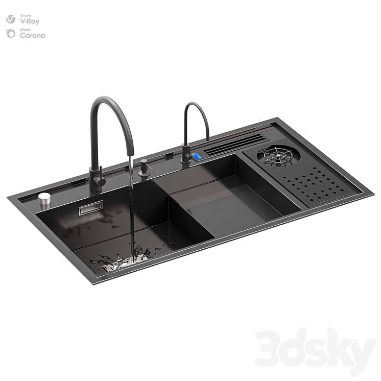 KITCHEN SINK WITH HIGH PRESSURE CUP STEEL BLACK 