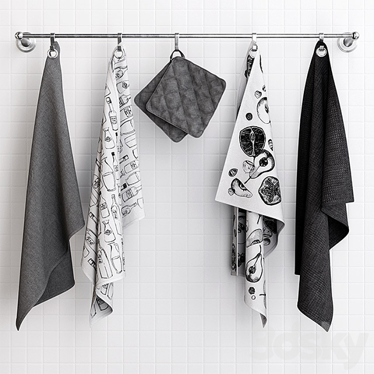 ZARA GREY TOWELS ON HOOKS 