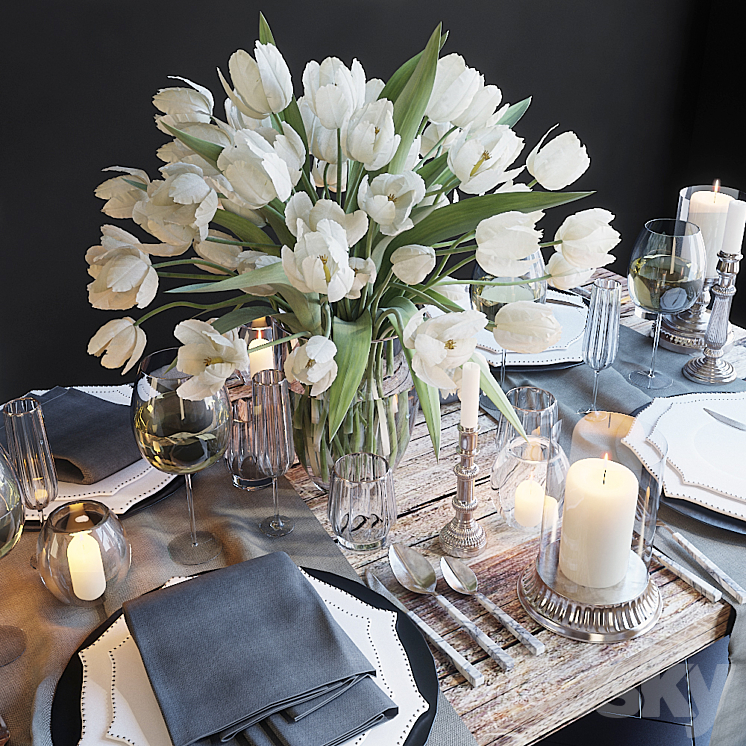 SERVING THE TABLE 23 SERVING WITH WHITE TULIPS 