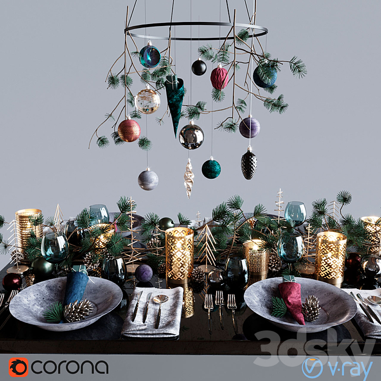 TABLE SETTING DARK CHRISTMAS 