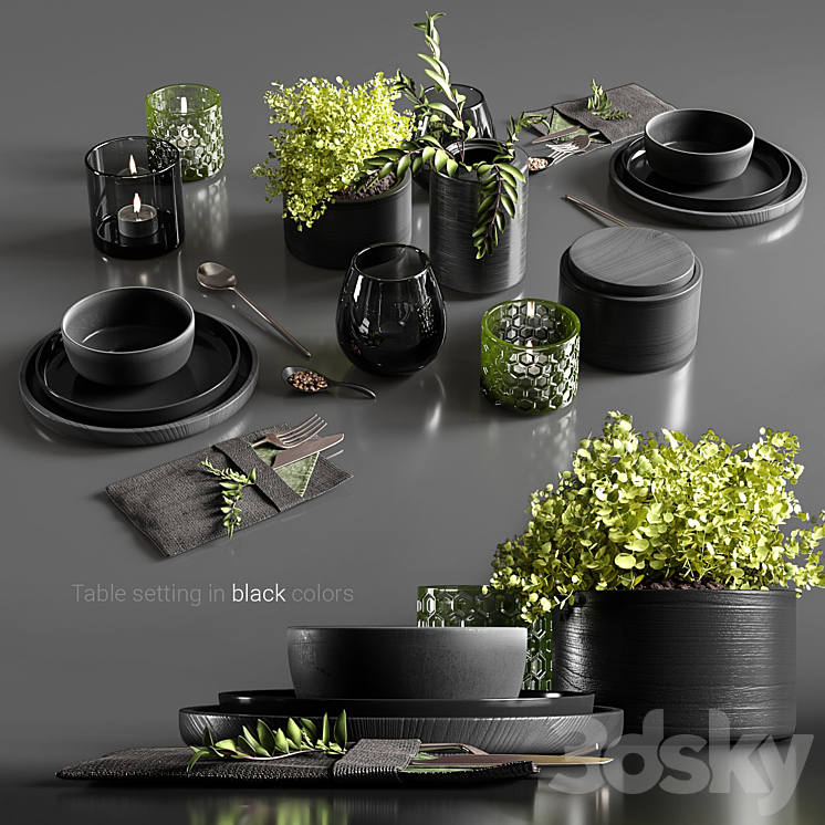 TABLE SETTING IN BLACK COLORS 