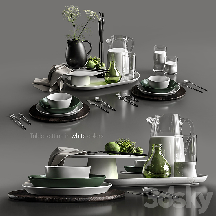 TABLE SETTING IN WHITE COLORS 