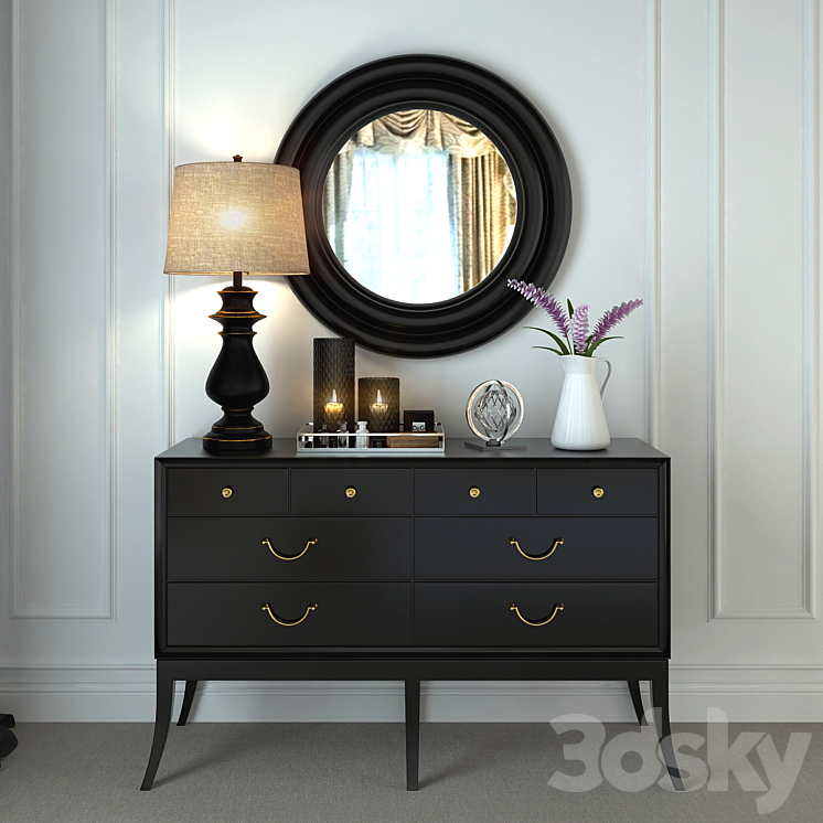 CHEST OF DRAWERS WITH A DECORATIVE SET 