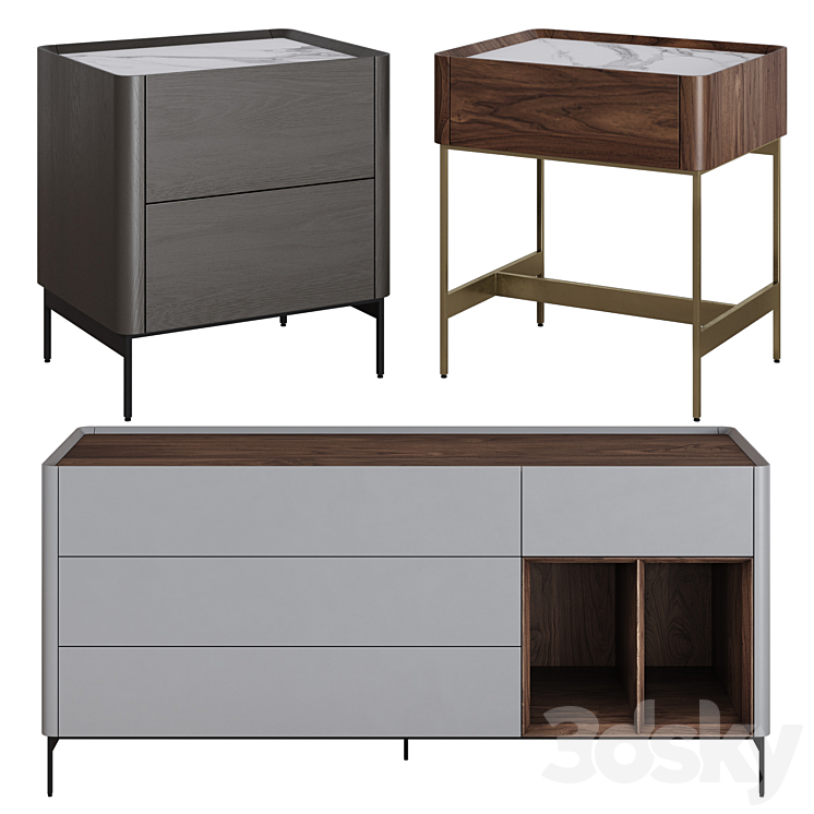 CHEST OF DRAWERS AND BEDSIDE TABLE SI LOUNGE IRIS FURMAN 
