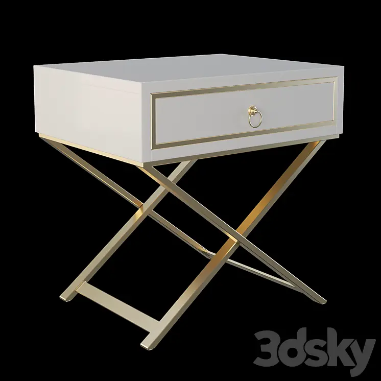 HOMARY WHITE NIGHTSTAND X SHAPED 