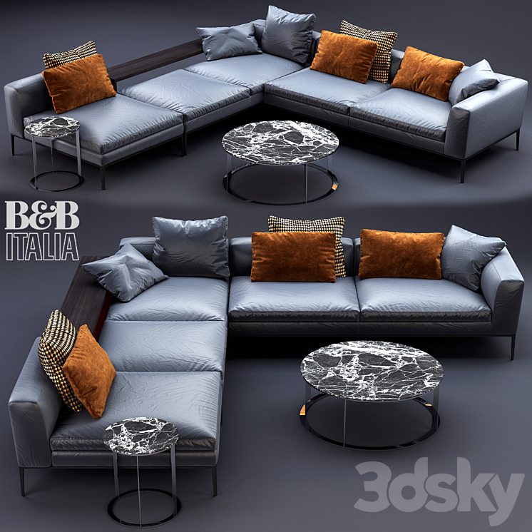 B&B ITALIA MICHEL LEATHER SOFA 
