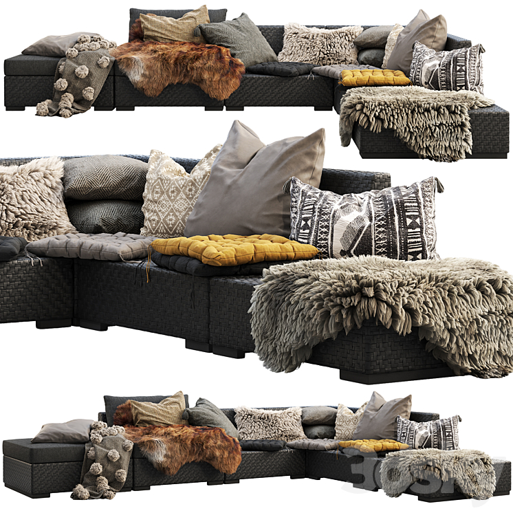 BROWN JORDAN 4M OUTDOOR WICKER MODULAR SOFA 