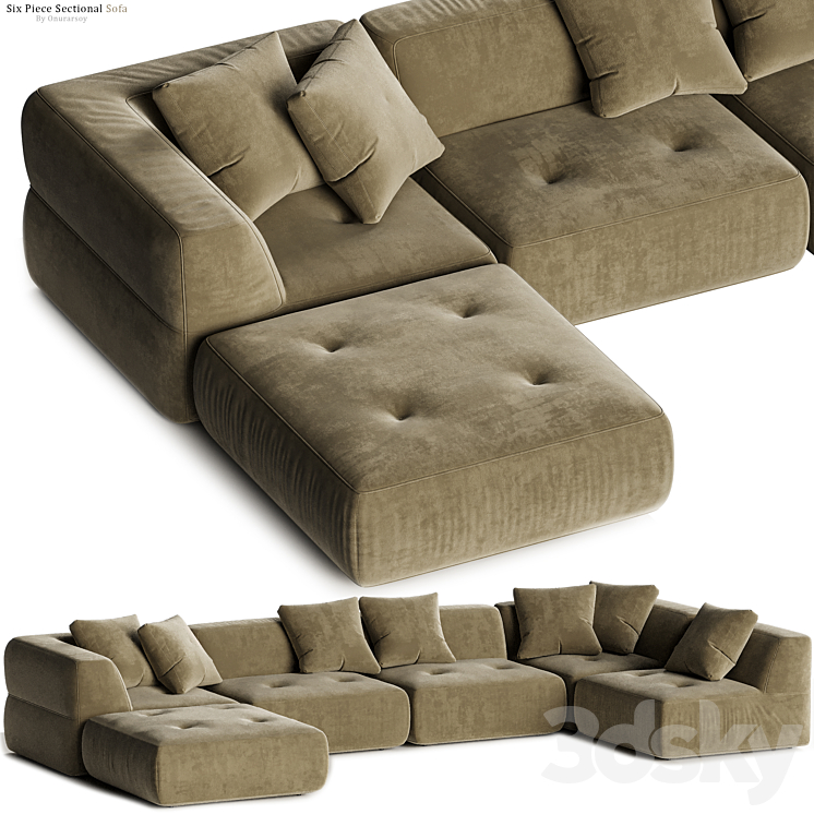 CRATE BARREL ANGOLARE SIX PIECE SECTIONAL SOFA 