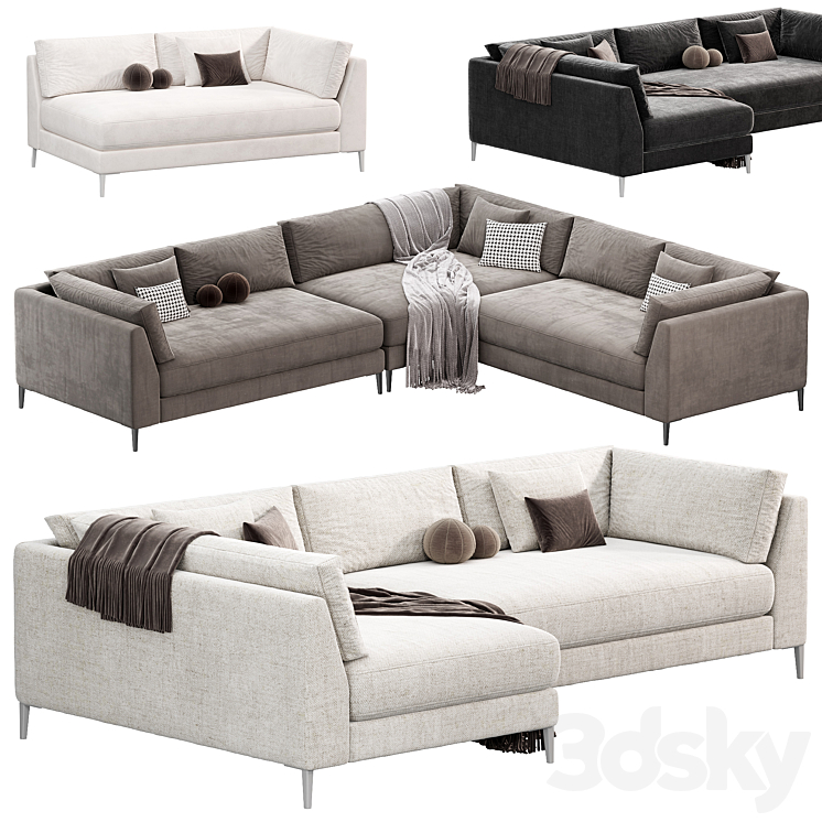 DECKER 2 PIECE L SHAPED WHITE PERFORMANCE SOFA CHAISE CB2 