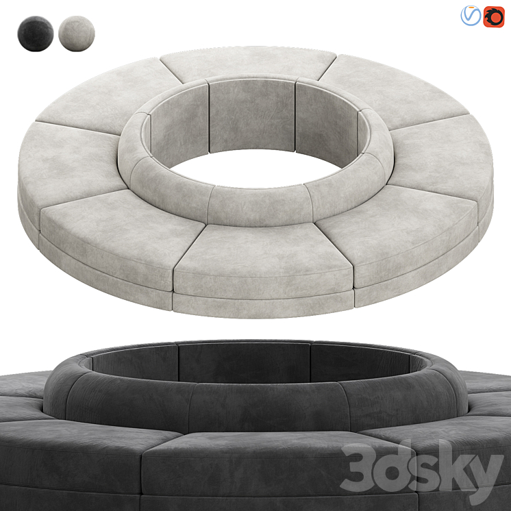 MAURA MODULAR CONVEX CIRCLE SECTIONAL SOFA 