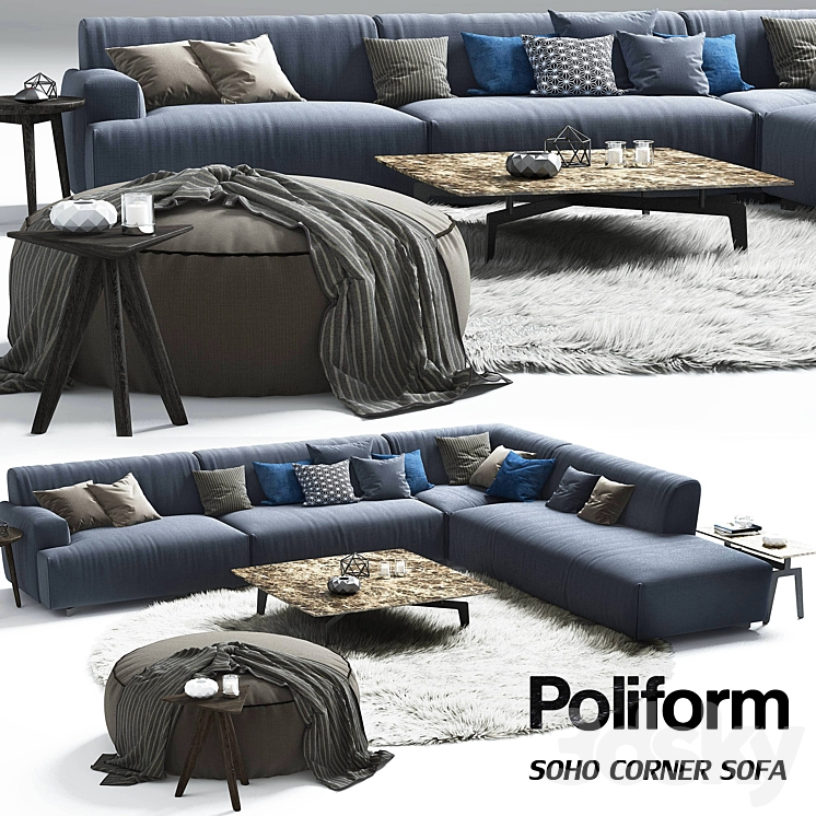 POLIFORM SOHO CORNER SOFA ELISE MAD TRIBECA COFFE TABLE 