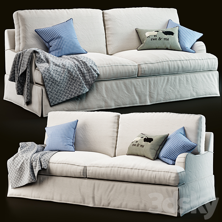 PB RUSSIAN ARM SLIPCOVERED SOFA 