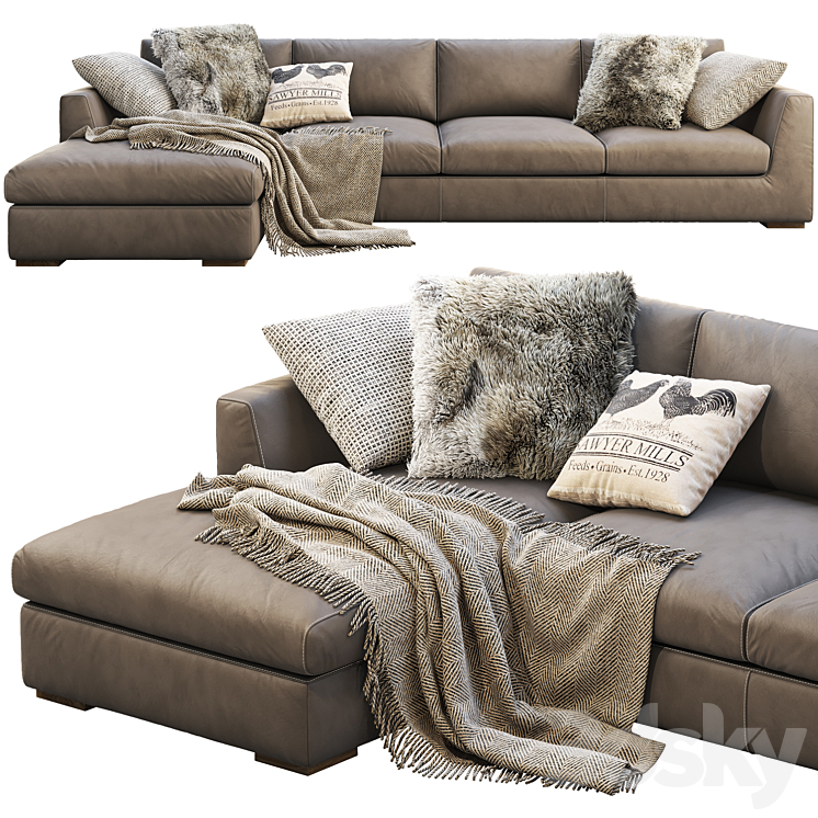 RESTORATION HARDWARE MODENA TAPER ARM CHAISE SECTIONAL SOFA 