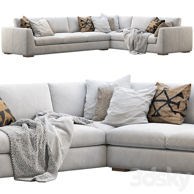 RESTORATION HARDWARE MODENA TAPER ARM L SECTIONAL SOFA 