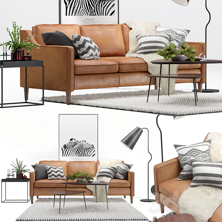 SCANDINAVIAN LIVIG SET 2 WEST ELM HAMILTON SOFA 