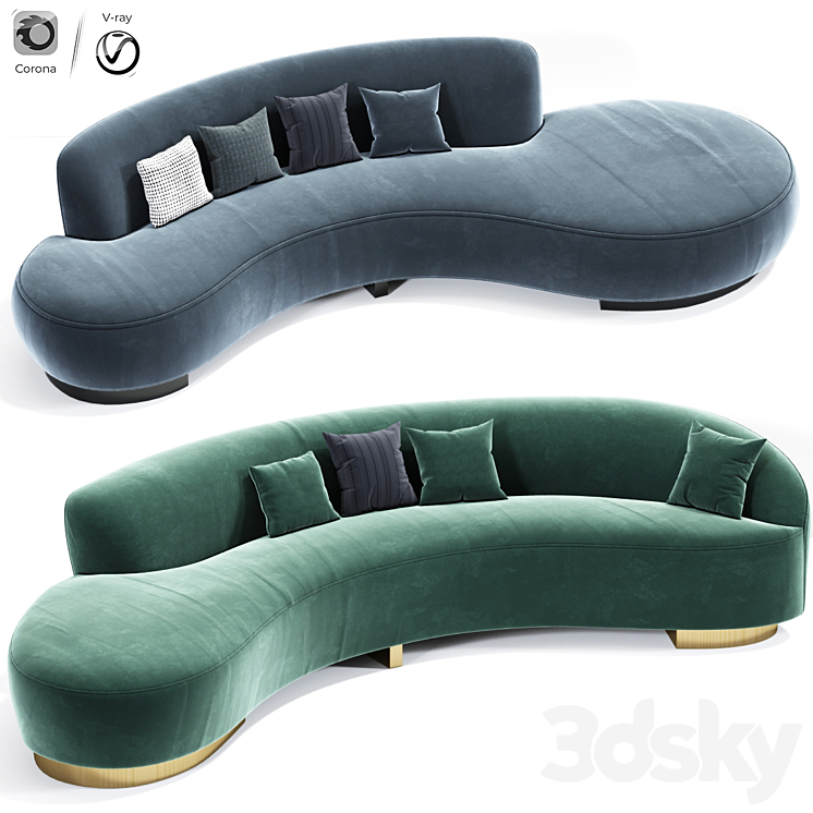 SERPENTINE SOFA AND FREEFORM CURVE VLADIMIR SOFA SET 