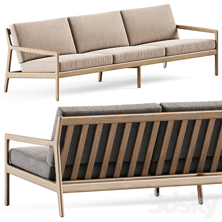 TEAK JACK OUTDOOR SOFA 3 SEATER ETHNICRAFT THREE SEATER SOFA 
