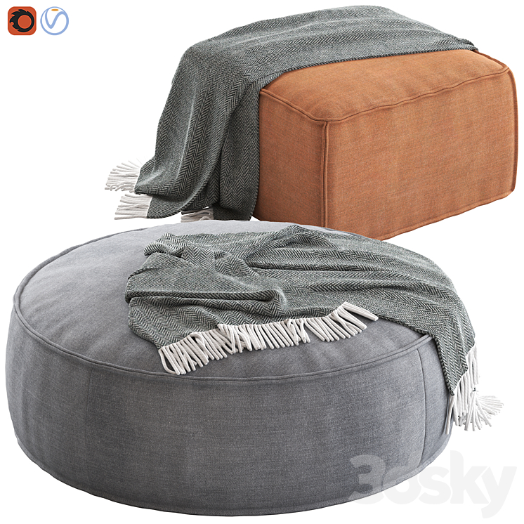 GLOBEWEST ORLANDO SEAMED OTTOMAN 