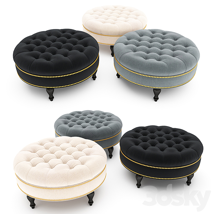 PALFREY LINEN MODERN TUFTED OTTOMAN 