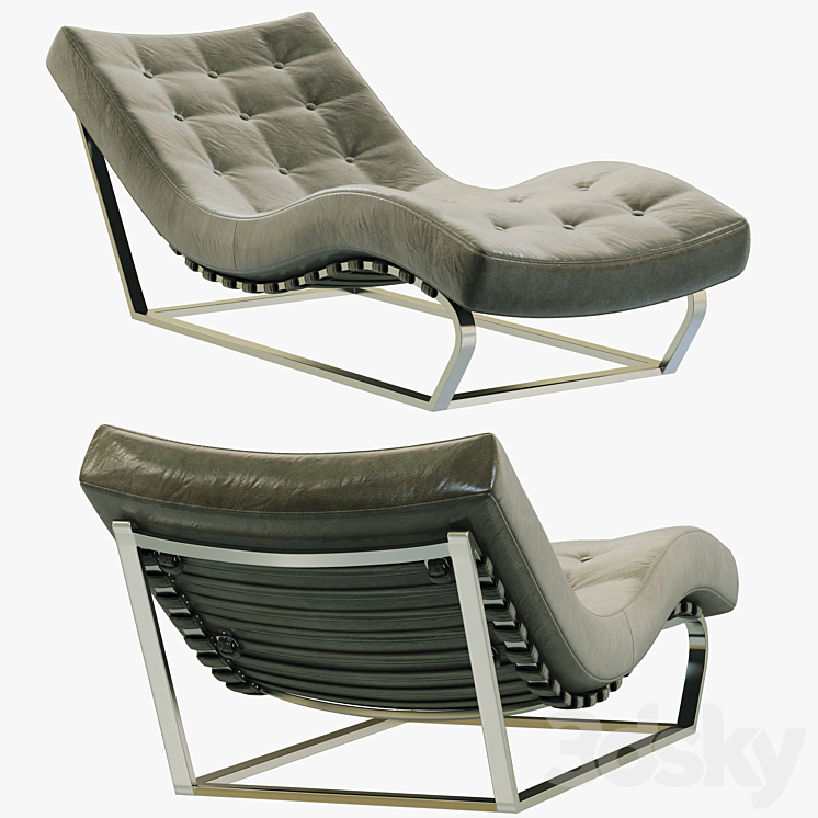 RESTORATION HARDWARE MODERN HEATH BOX LEATHER CHAISE 