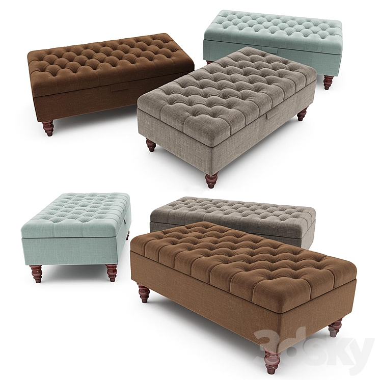 TIFFANY LINEN FOOTSTOOL OTTOMAN 