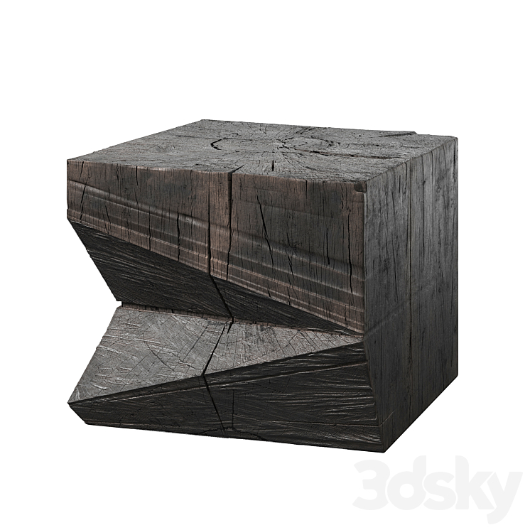 1ST DIBS SCULPTED BRUTALIST END TABLE CT 9 SOLID OAK 