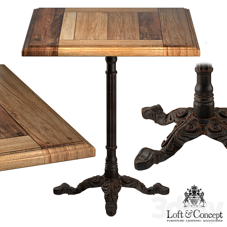 CAST IRON AND OAK RESTAURANT TABLE SQUARE 