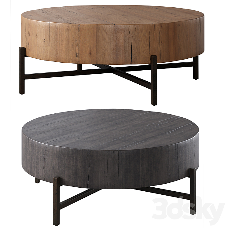 FARGO 40 ROUND RECLAIMED WOOD COFFEE TABLE POTTERY BARN 